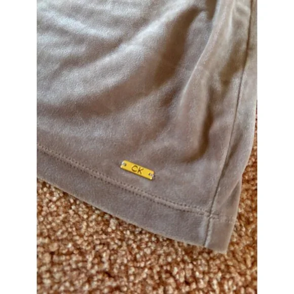 Like New Calvin Klein Velour Hooded Sweatshirt Mini Dress Brown L - Picture 6 of 12